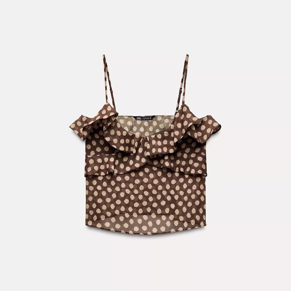 Zara Polka Dot Ruffled Top